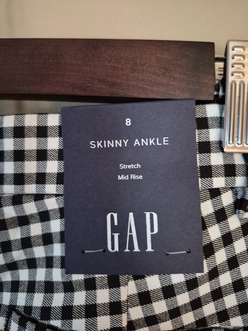 GAP Signature Skinny Ankle Pants Gingham Black & White Size 8 - Picture 5 of 5